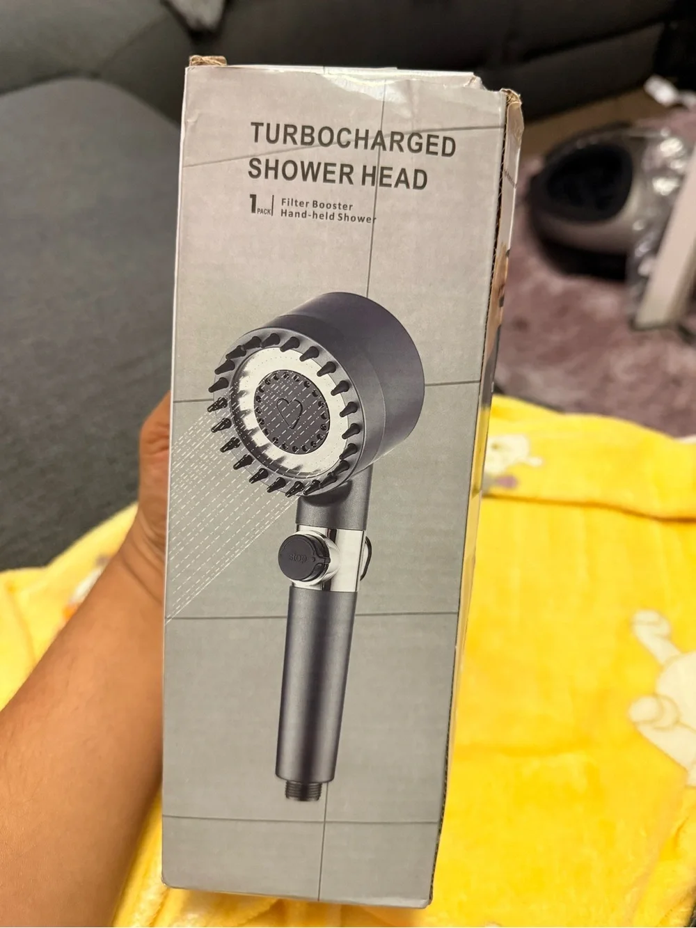 Handheld Turbocharged Shower Head in Silver
